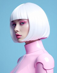 Female android with white hair
