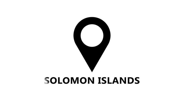 Clean map marker animation marking Solomon Islands on white background, smooth location pin motion for navigation and geographic positioning