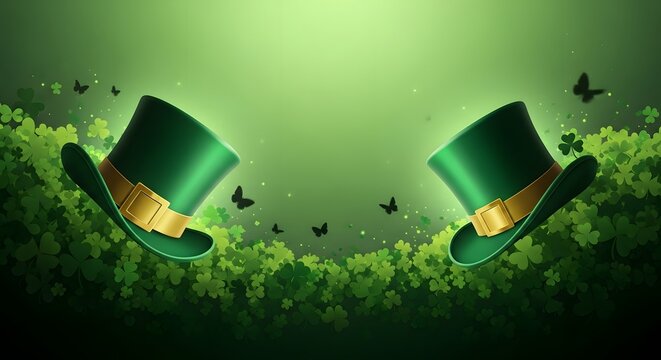 St patrick's day celebration with green hats and butterflies