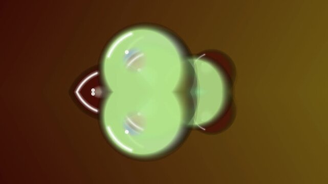 Green Spheres Rotating on Brown Background.