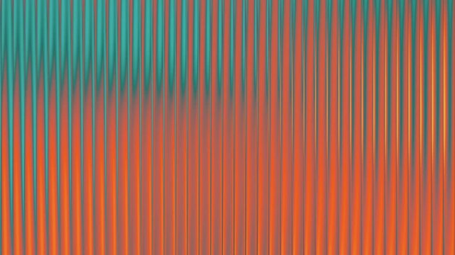 Abstract 3d render, background animation with ribbed dynamic teal orrange glass gradient animation effect, 4k seamless looped video