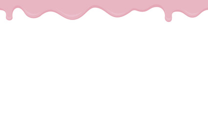 Melted Chocolate Dripping Border Header Vector Illustration Pink strawberry color