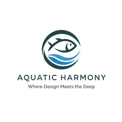 Obraz premium Aquatic Harmony Logo with Fish Symbol.