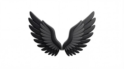 Obraz premium Elegant Black Wings Isolated on White Background: A Symbol of Freedom.