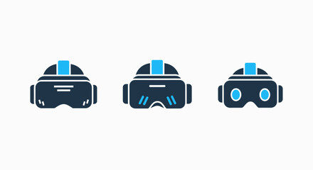 Various Styles of Virtual Reality Headset Devices, Immersive Digital Experience Goggles and VR Technology, Modern Flat Vector Icon Set