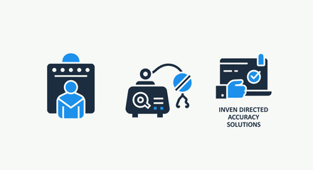 Application Process, Data Analysis, and Accuracy Solutions Icons for Business Productivity