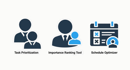Task Prioritization, Importance Ranking, and Schedule Optimization Icons for Productivity