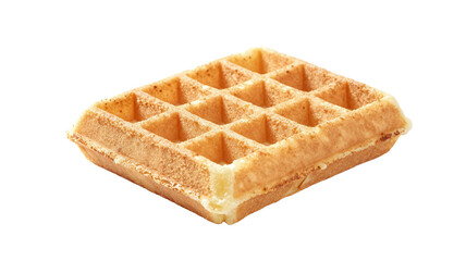 Golden waffle isolated on white background, perfect for breakfast or dessert, showcasing its crispy texture
