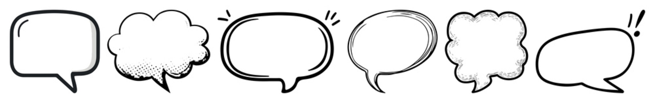 PNG Comic speech bubble collection on transparent background
