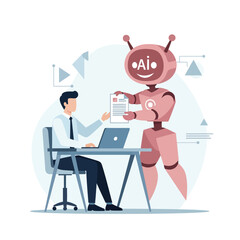 Fototapeta premium AI Assistant Supporting Office Worker