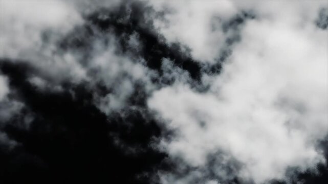 Overcast sky with dark and dense clouds, shifting from opaque white to deep black