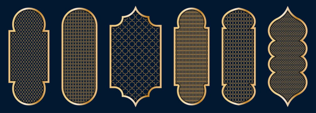 Ramadan Kareem modern gold arch collection with Islamic geometric patterns