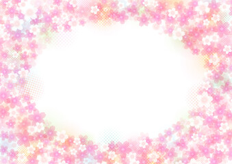ふんわり優しい桜の花 背景 フレーム