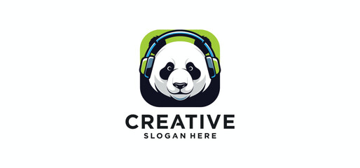 Obraz premium Panda Combination Logo, A Minimalist Symbol of a Strong Panda Concept for Modern Brands