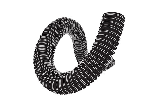 Corrugated flexible tube silhouette vector illustration  on white background
