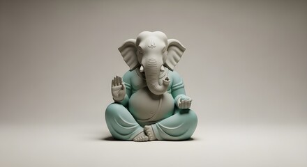 Fototapeta premium Serene Ganesha statue in meditation pose with calming presence
