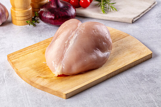 Raw chicken breast without skin
