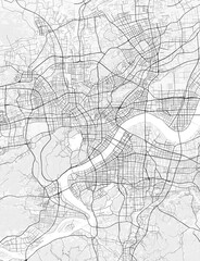 Fototapeta premium Hangzhou City Map. Minimalist black and white line art poster for printing, wallpaper, wall art, and map resources for home and office decor.