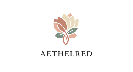 Abstract floral logo design with text Aethelred.
