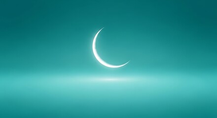 Crescent Moon in Night Sky Scene.