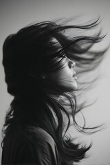 Naklejka premium timeless hair movement, soft motion captured mid-flow