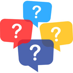 Colorful Question Marks in Speech Bubbles
