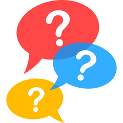 Colorful Question Marks in Speech Bubbles