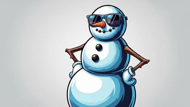 Cool Snowman with Sunglasses - A Winter Cartoon Character.