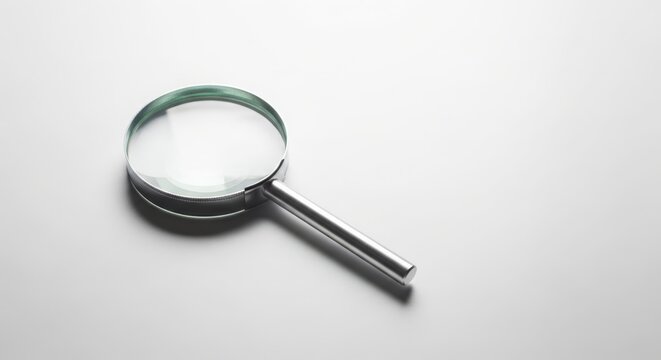 The magnifying glass symbolizes minimal art critique and detailed observation. Ideal for gallery studies, artistic evaluation, design review, and creative education concepts