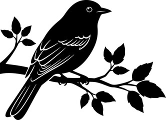 Naklejka premium Bird branch silhouette vector illustration