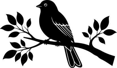 Naklejka premium Bird branch silhouette vector illustration