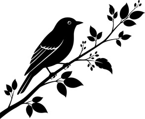 Fototapeta premium Bird branch silhouette vector illustration