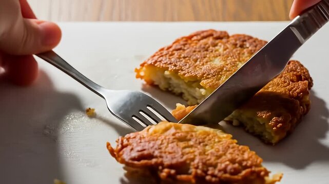 Cutting a Delicious Frittata - A Culinary Delight in Motion.