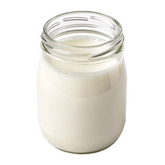 Milk in a clear glass jar isolated on transparent background