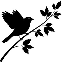 Fototapeta premium Bird branch silhouette vector illustration