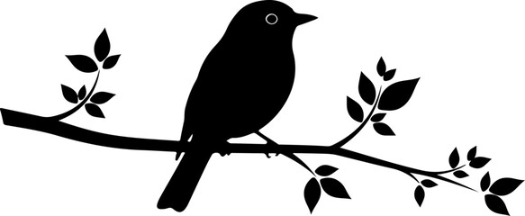 Fototapeta premium Bird branch silhouette vector illustration