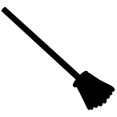 Minimal Silhouette Icon of Household Broom with Long Handle