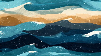 Obraz premium Ocean wave breaking on sandy shore, foamy surf, blue water, natural seascape, daylight coastal scene