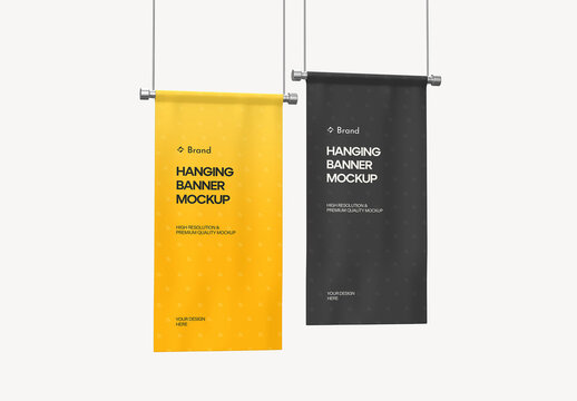 Hanging Flag Banner Mockup Set
