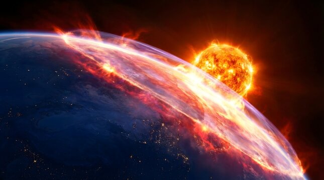 Solar flare strikes Earth's atmosphere fiercely