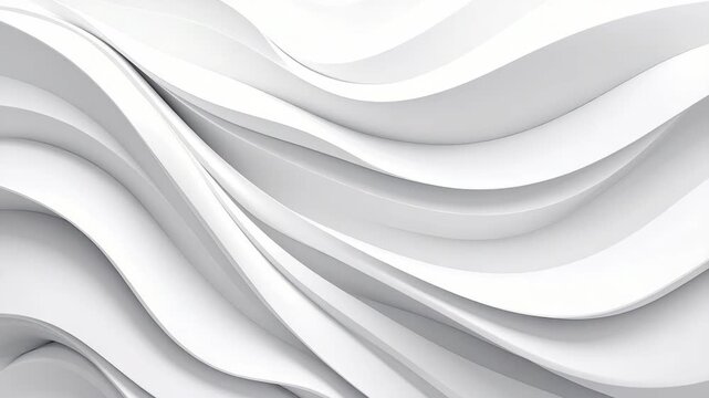Abstract flowing white wave pattern background with smooth curves and soft shadows