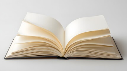 Fototapeta premium An Open Book with Pages Gently Turning on a White Background.