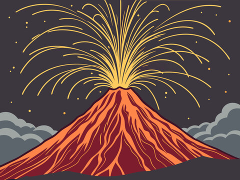 volcano fireworks eruption illustration

