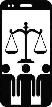 Technology and People Silhouette Representing Digital Justice, Online Rights and Ethical Awareness, perfect for modern education, digital ethics programs, advocacy campaigns, and social awareness vis