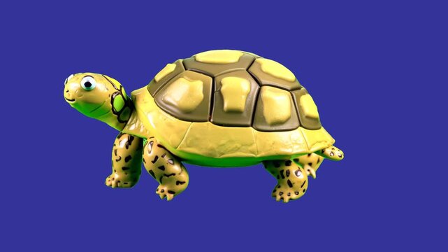 Slowly walking turtle, clay composition, matte clay textures without reflections, colorful matte clay, ichroma key, footage, mockup