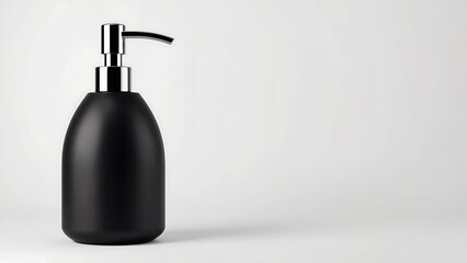 Obraz premium Black soap dispenser on white background