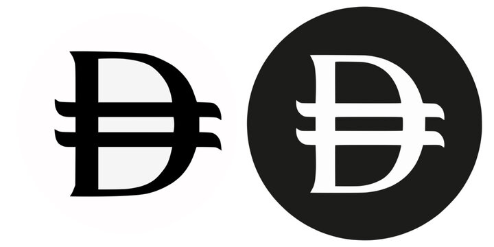 United Arab Emirates dirham Currency. White and black Dirham symbol. Vector stock illustration.