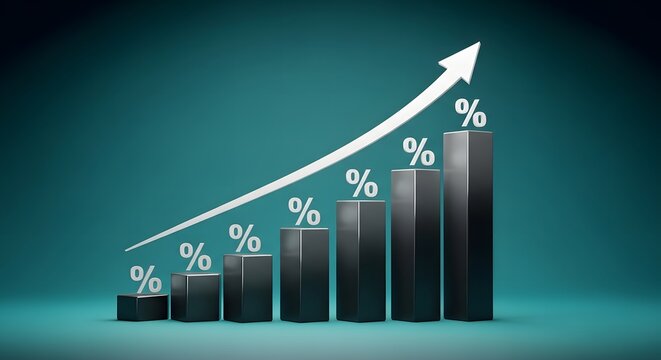 Increasing growth rate chart with ascending bars and arrow