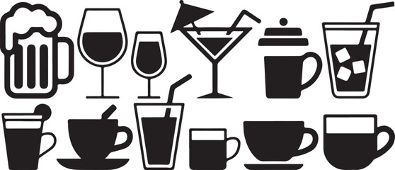 Drinks Icon Set - Black