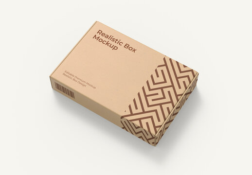 Realistic Cardboard Box Mockup